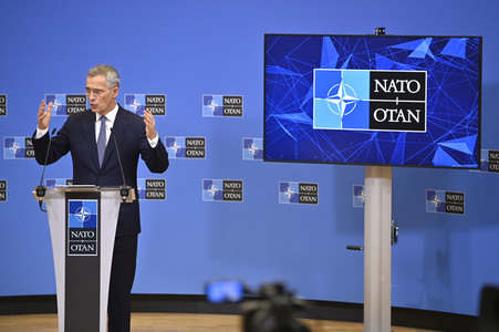 Pressekonferenz mit Jens Stoltenberg im NATO Hauptquartier in Brüssel