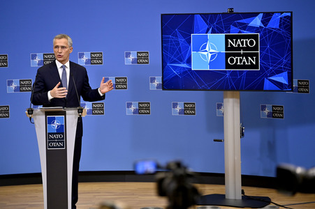 Pressekonferenz mit Jens Stoltenberg im NATO Hauptquartier in Brüssel