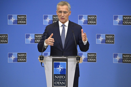 Pressekonferenz mit Jens Stoltenberg im NATO Hauptquartier in Brüssel