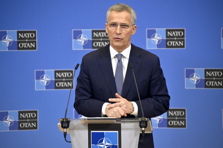 Pressekonferenz mit Jens Stoltenberg im NATO Hauptquartier in Brüssel