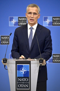 Pressekonferenz mit Jens Stoltenberg im NATO Hauptquartier in Brüssel