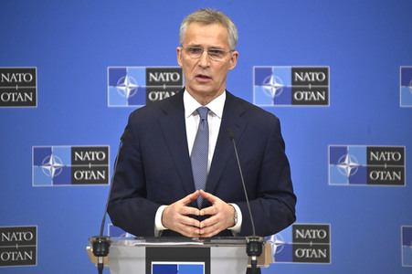 Pressekonferenz mit Jens Stoltenberg im NATO Hauptquartier in Brüssel