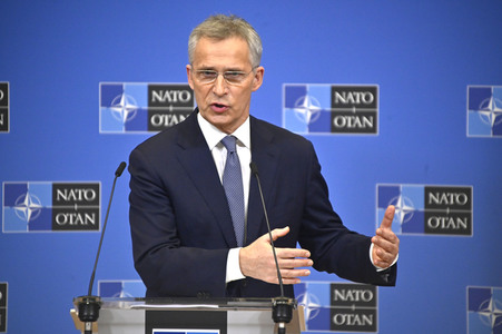 Pressekonferenz mit Jens Stoltenberg im NATO Hauptquartier in Brüssel