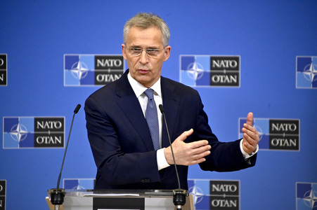 Pressekonferenz mit Jens Stoltenberg im NATO Hauptquartier in Brüssel
