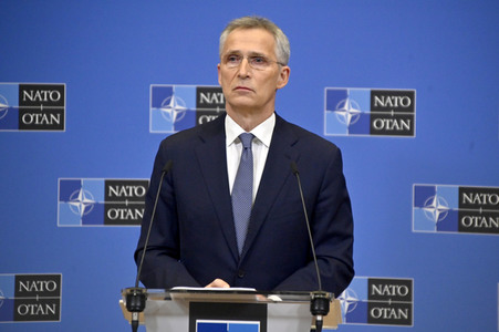 Pressekonferenz mit Jens Stoltenberg im NATO Hauptquartier in Brüssel