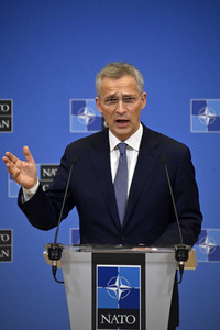 Pressekonferenz mit Jens Stoltenberg im NATO Hauptquartier in Brüssel