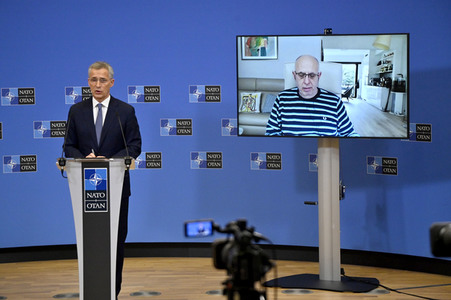 Pressekonferenz mit Jens Stoltenberg im NATO Hauptquartier in Brüssel