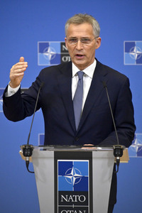 Pressekonferenz mit Jens Stoltenberg im NATO Hauptquartier in Brüssel