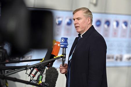 Pressestatement von Kalle Laanet im NATO Hauptquartier in Brüssel