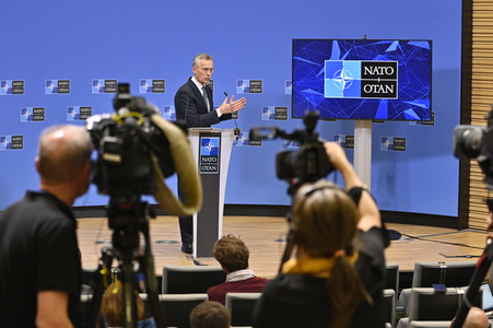 Pressekonferenz mit Jens Stoltenberg im NATO Hauptquartier in Brüssel