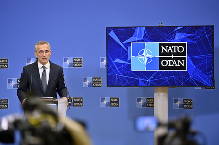 Pressekonferenz mit Jens Stoltenberg im NATO Hauptquartier in Brüssel