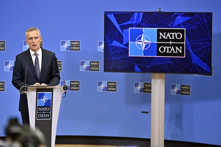 Pressekonferenz mit Jens Stoltenberg im NATO Hauptquartier in Brüssel