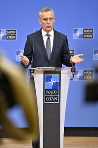 Pressekonferenz mit Jens Stoltenberg im NATO Hauptquartier in Brüssel