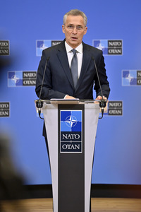 Pressekonferenz mit Jens Stoltenberg im NATO Hauptquartier in Brüssel