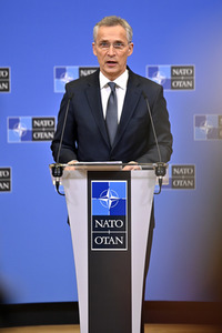 Pressekonferenz mit Jens Stoltenberg im NATO Hauptquartier in Brüssel