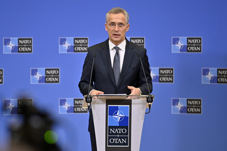 Pressekonferenz mit Jens Stoltenberg im NATO Hauptquartier in Brüssel