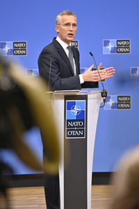 Pressekonferenz mit Jens Stoltenberg im NATO Hauptquartier in Brüssel