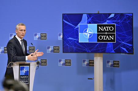 Pressekonferenz mit Jens Stoltenberg im NATO Hauptquartier in Brüssel