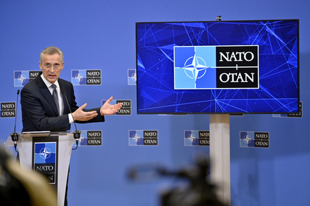 Pressekonferenz mit Jens Stoltenberg im NATO Hauptquartier in Brüssel