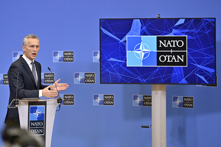 Pressekonferenz mit Jens Stoltenberg im NATO Hauptquartier in Brüssel