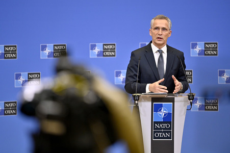 Pressekonferenz mit Jens Stoltenberg im NATO Hauptquartier in Brüssel