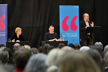 Mariele Millowitsch und Devid Striesow auf der lit.Cologne 2022 in Köln