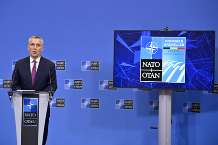 Pressekonferenz mit Jens Stoltenberg im NATO Hauptquartier in Brüssel