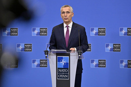Pressekonferenz mit Jens Stoltenberg im NATO Hauptquartier in Brüssel