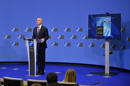 Pressekonferenz mit Jens Stoltenberg im NATO Hauptquartier in Brüssel