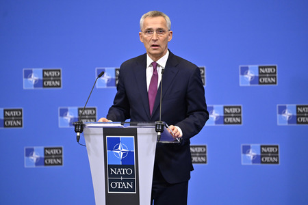 Pressekonferenz mit Jens Stoltenberg im NATO Hauptquartier in Brüssel