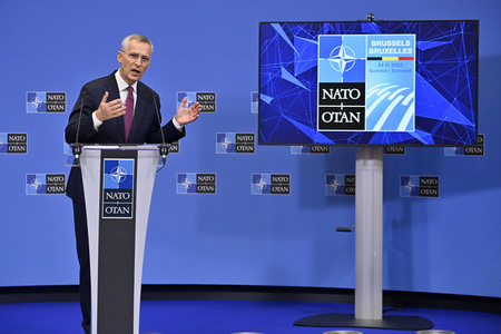 Pressekonferenz mit Jens Stoltenberg im NATO Hauptquartier in Brüssel