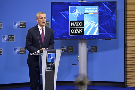 Pressekonferenz mit Jens Stoltenberg im NATO Hauptquartier in Brüssel