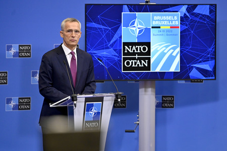 Pressekonferenz mit Jens Stoltenberg im NATO Hauptquartier in Brüssel