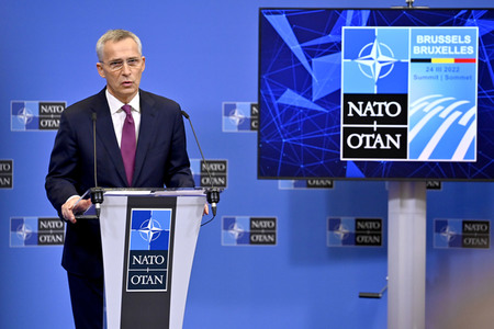 Pressekonferenz mit Jens Stoltenberg im NATO Hauptquartier in Brüssel
