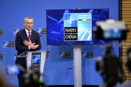Pressekonferenz mit Jens Stoltenberg im NATO Hauptquartier in Brüssel