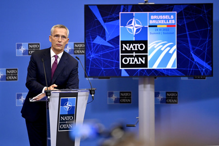 Pressekonferenz mit Jens Stoltenberg im NATO Hauptquartier in Brüssel