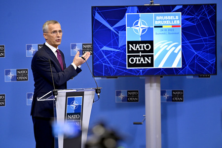 Pressekonferenz mit Jens Stoltenberg im NATO Hauptquartier in Brüssel