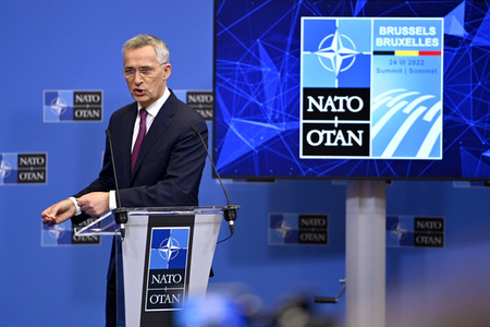 Pressekonferenz mit Jens Stoltenberg im NATO Hauptquartier in Brüssel
