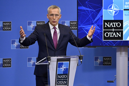 Pressekonferenz mit Jens Stoltenberg im NATO Hauptquartier in Brüssel