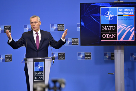 Pressekonferenz mit Jens Stoltenberg im NATO Hauptquartier in Brüssel