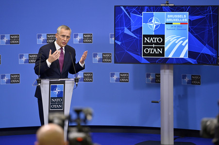 Pressekonferenz mit Jens Stoltenberg im NATO Hauptquartier in Brüssel
