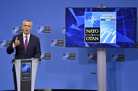 Pressekonferenz mit Jens Stoltenberg im NATO Hauptquartier in Brüssel