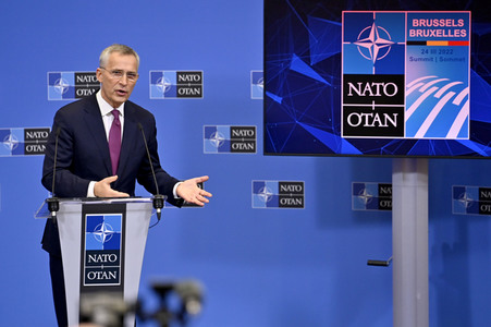 Pressekonferenz mit Jens Stoltenberg im NATO Hauptquartier in Brüssel