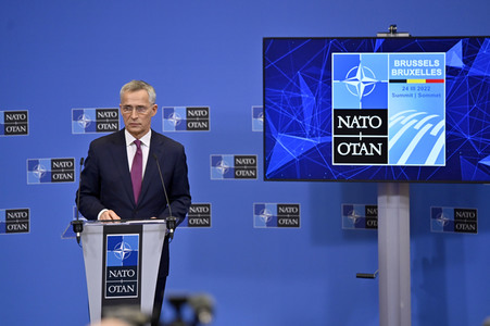 Pressekonferenz mit Jens Stoltenberg im NATO Hauptquartier in Brüssel