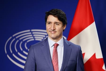 Fototermin mit Justin Trudeau im EU-Parlament in Brüssel