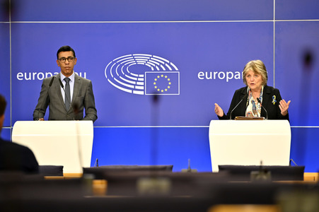 Pressekonferenz zur Kohäsionsaktion für Flüchtlinge in Europa im EU-Parlament in Brüssel