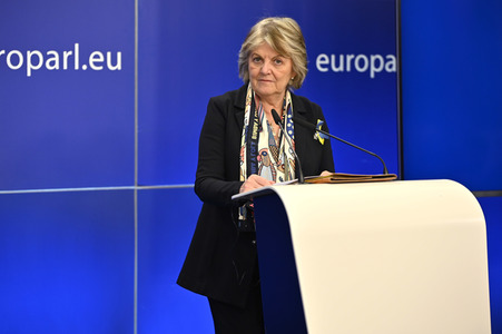 Pressekonferenz zur Kohäsionsaktion für Flüchtlinge in Europa im EU-Parlament in Brüssel