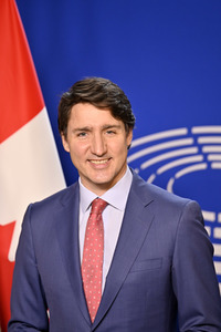 Fototermin mit Justin Trudeau im EU-Parlament in Brüssel