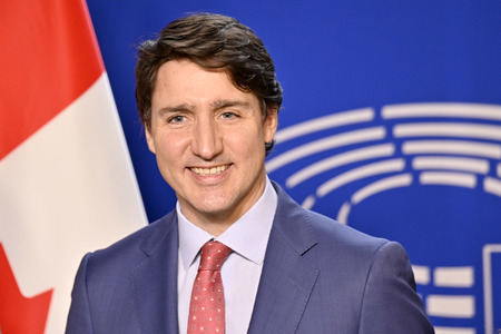 Fototermin mit Justin Trudeau im EU-Parlament in Brüssel