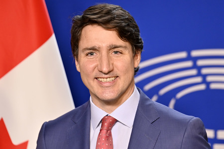 Fototermin mit Justin Trudeau im EU-Parlament in Brüssel